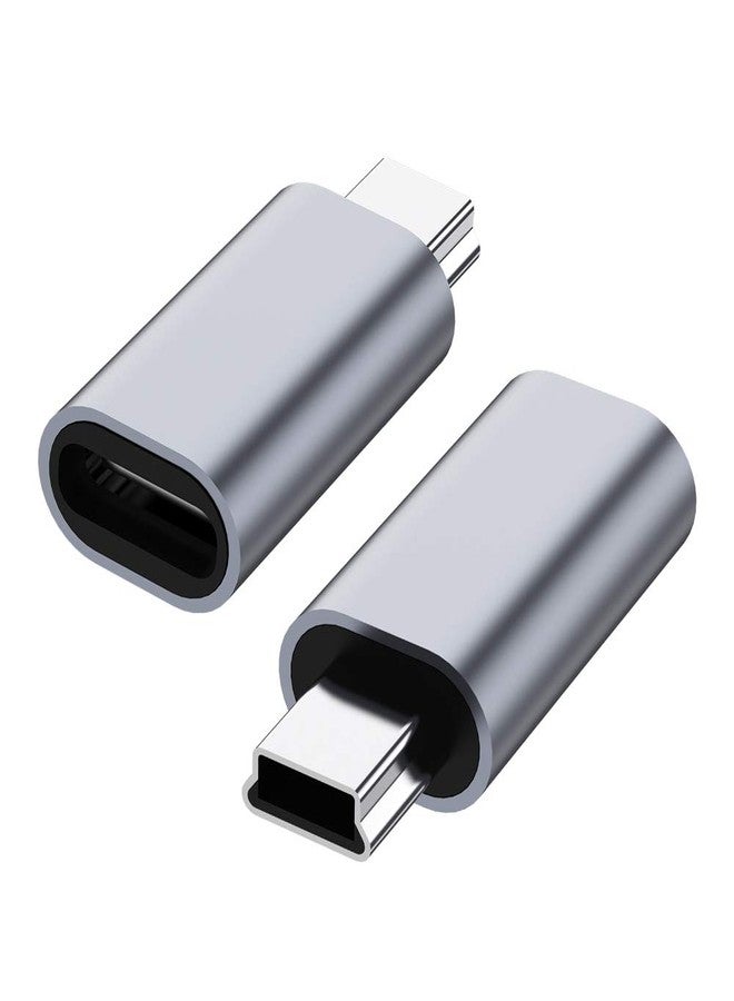 JXMOX USB C to Mini USB 2.0 Adapter, (2-Pack)Type C Female to Mini USB 2.0 Male Convert Connector Support Charge & Data Sync Compatible GoPro Hero 3+, MP3 Players, Dash Cam, Digital Camera, GPS Receiver etc - Image 1